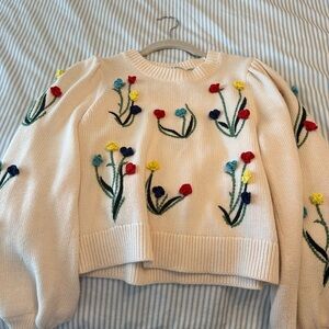 Alice and Olivia crochet floral sweater